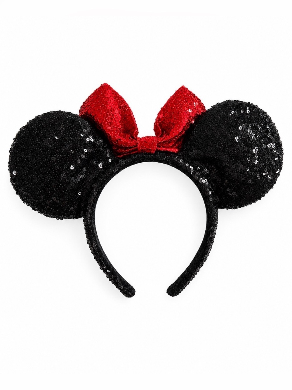 Sequin Minnie Mouse Ear Headband with Red Bow, like new, missing tag. Disney.